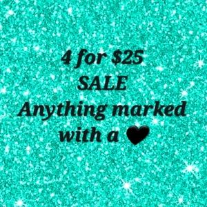 Anything marked with a 🖤 4 for $25